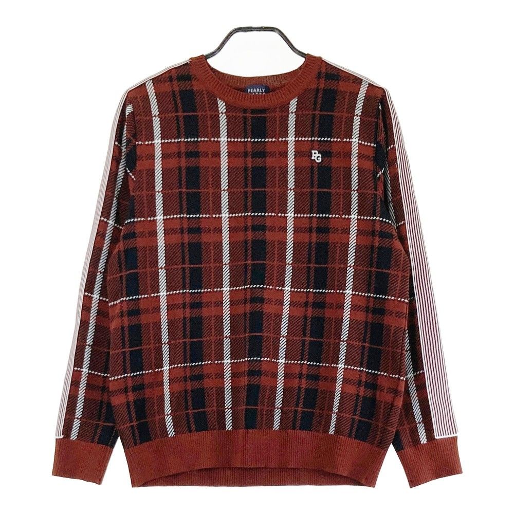 サイズ：5 PEARLY GATES パーリーゲイツ  ニットセーター チェック柄 ブラウン系 [240101434200] ゴルフウェア メンズ ストスト サイズ：5 PEARLY GATES パーリーゲイツ ニットセーター
