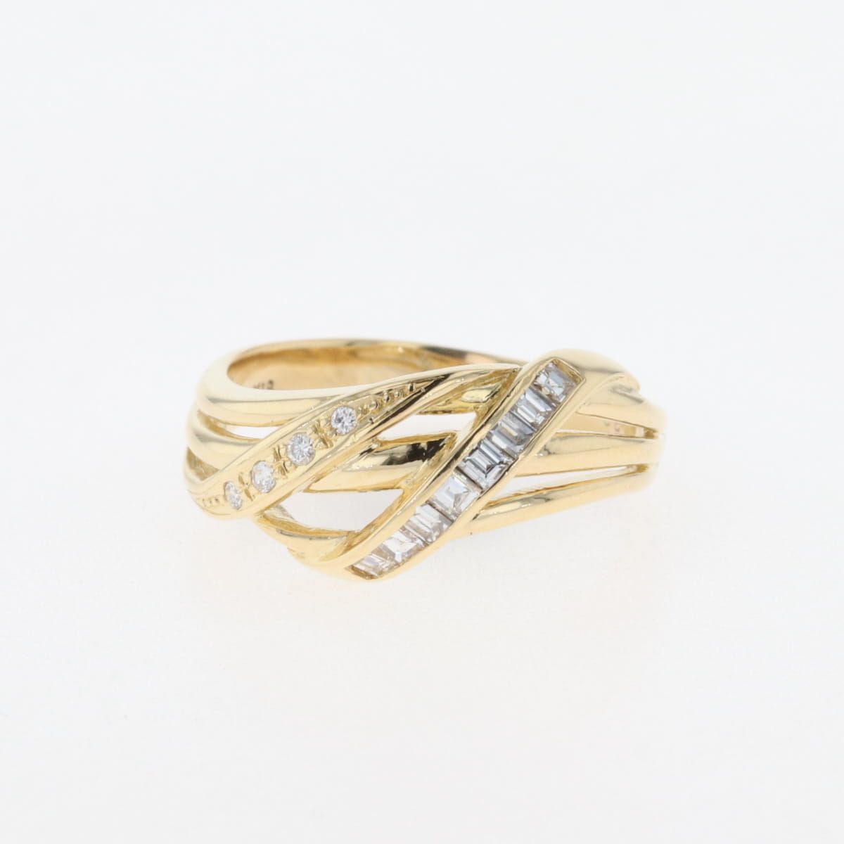 メレダイヤ デザインリング YG イエローゴールド 指輪 リング 14号 K18  