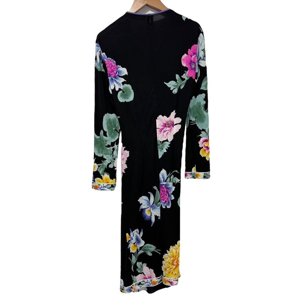 高級✨レオナール シルク100%カシュクールワンピース 花 トリム