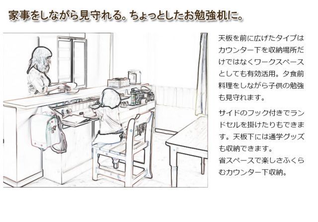 カウンター下収納90デスク