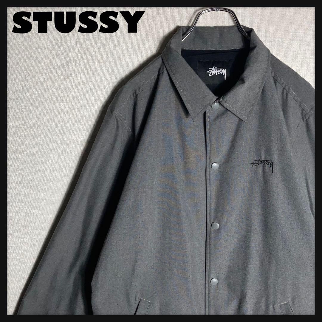 STUSSY コーチジャケット 刺繍ロゴ レーヨン グレー L STUSSY コーチジャケット 刺繍ロゴ レーヨン グレー L - メルカリ