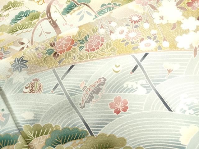 平和屋着物○訪問着 駒刺繍 飛鶴浜松宝尽くし花文 暈し