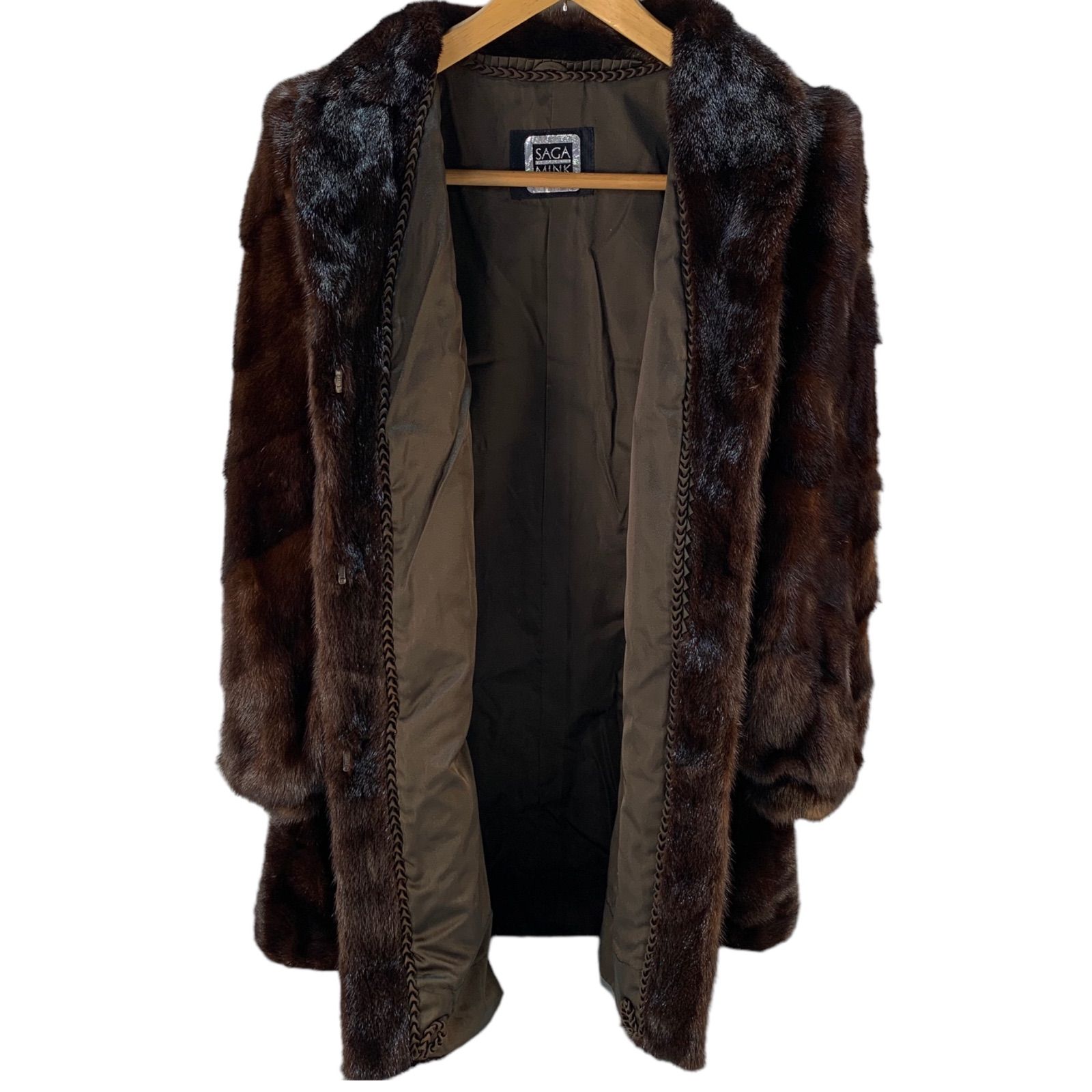 SAGA MINK 黒に近いダークなブラウン ミンクファーコート SAGA MINK 黒
