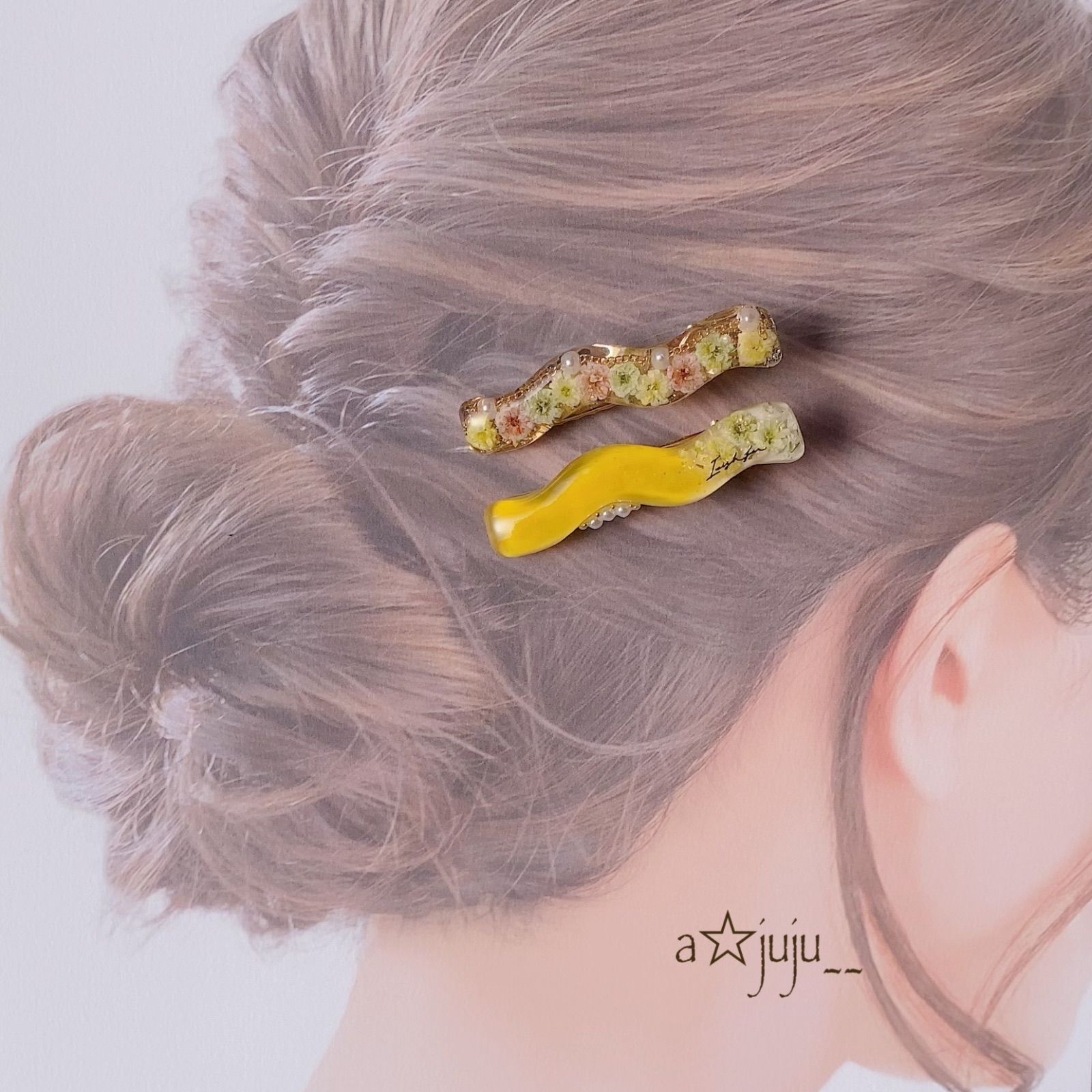 ビタミンカラーのヘアクリップ【れもん色】2個セット - メルカリ