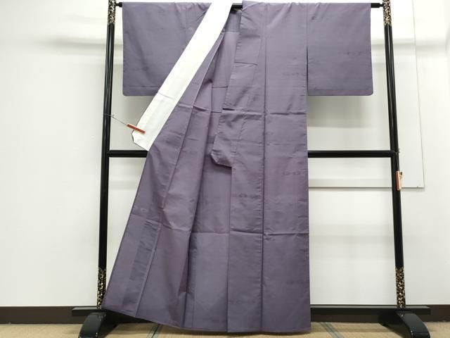 平和屋着物＊夏物 色無地 枝花文紗 紫紺色 正絹 逸品 未