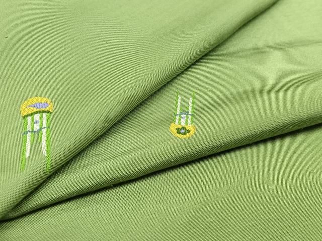 平和屋着物▽上質な紬 単衣 簪 正絹 AABC7513jh