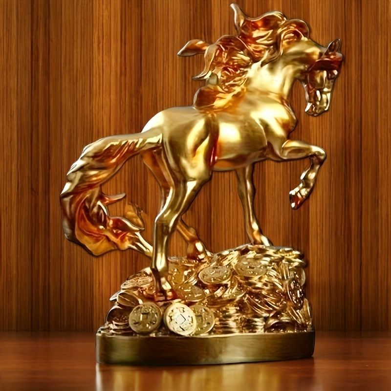 置物 レジン製 彫刻 馬 競馬 ナポレオン風 ゴールド 上質 上品 高品質