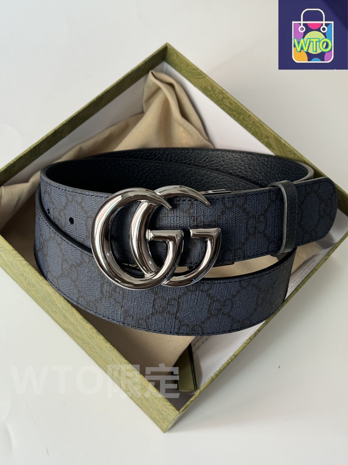 今日WTO】Gucci グッチ ダブル G レトロ回転バックル ベルト-1