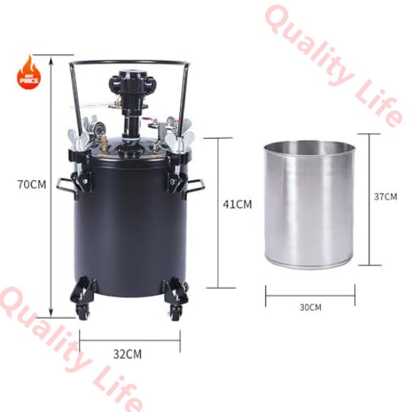 自動混合塗料タンク エア自動撹拌スプレーペイント圧力ポットタンク 加圧式塗料缶 ペイント 塗料かき混ぜ缶 30L 6.5ガロン圧力ポットペイントタンク レギュレーター圧力計付き 大量塗装および自動車用 自動攪拌塗料バケツ60L