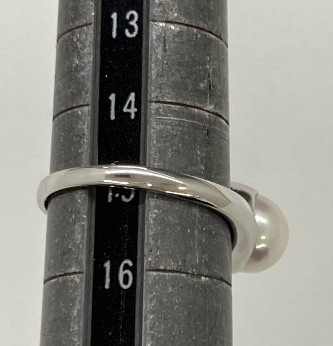 Pt900 15号 ダイヤモンド0.04ct 5.8g パール 真珠 リング