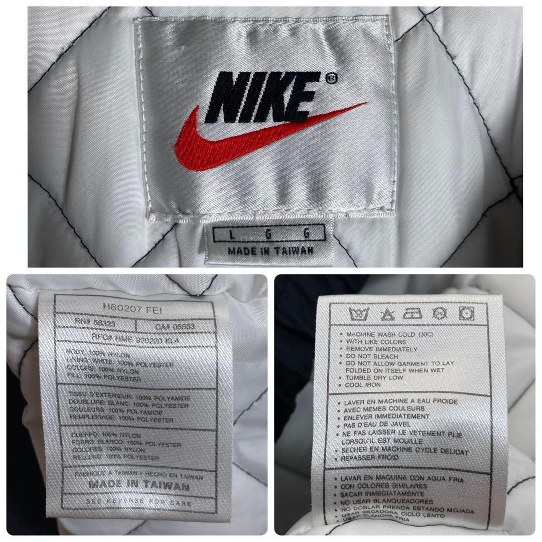 90s NIKE ナイロンジャケット ハーフジップ 肉厚 刺繍ロゴ 黒 L