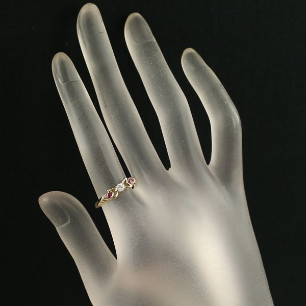 ディオール リング ダイヤ ダイヤモンド ルビー リボン 12.5号 K18YG  