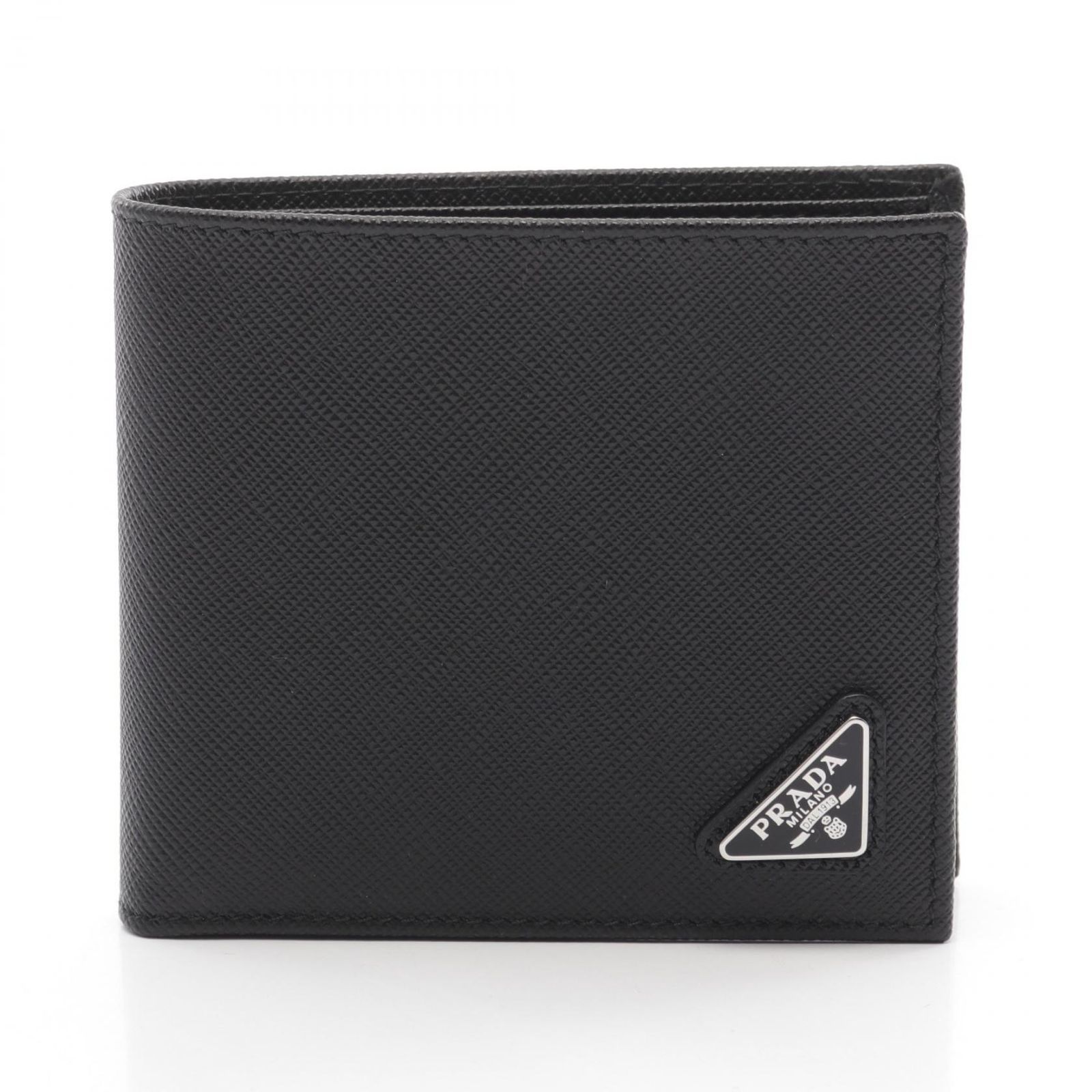 プラダ PRADA 二つ折り財布 SASAFFIANO TRIANG 2MO738QHHF0002 ブラック サフィアーノレザー 二つ折り財布 メンズ