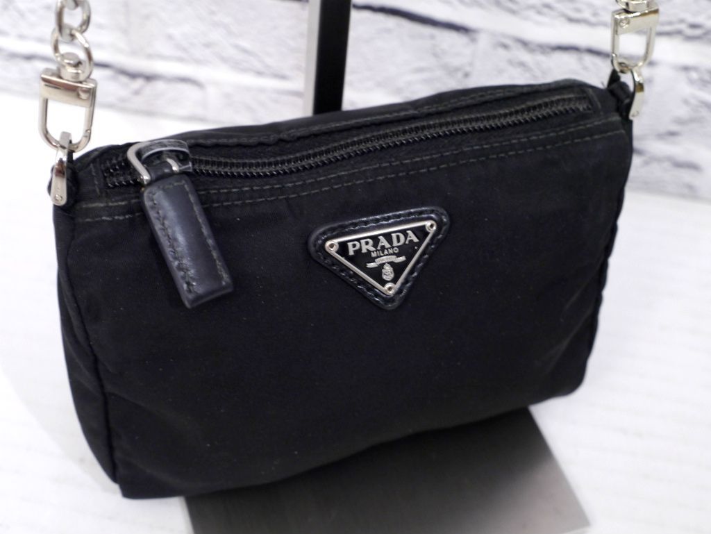 ◇ PRADA プラダ ナイロンxレザー クロスボディ チェーン