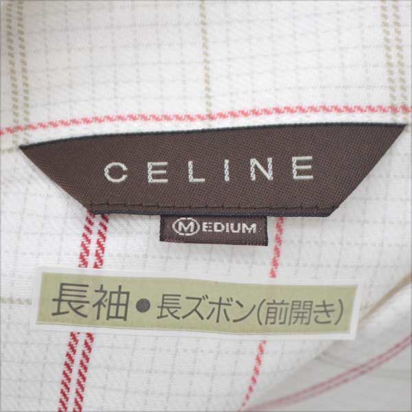 CELINE / セリーヌ ◆セットアップ/パジャマ/長袖/長ズボン/チャッk柄/ロゴ/ベージュ/サイズM  メンズファッション 