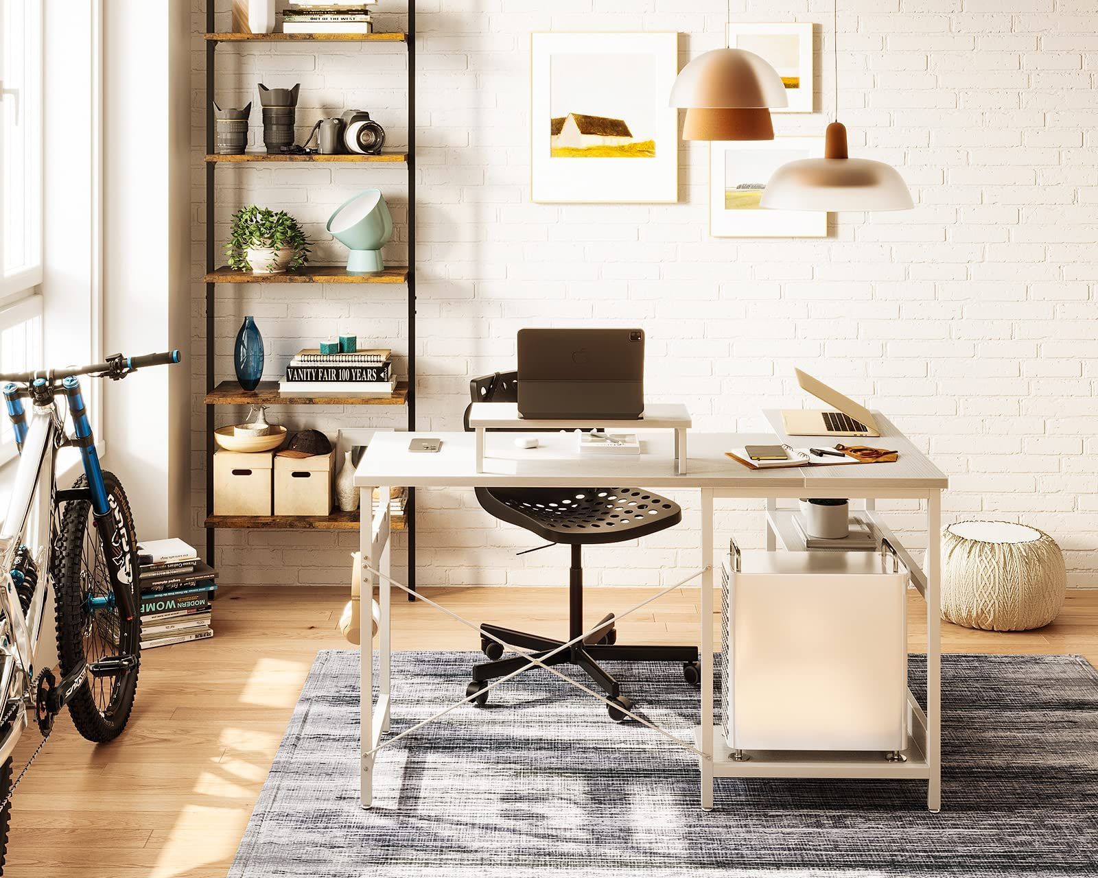 人気アイテムはお早めに ODK パソコンデスク l字デスク ゲーミングデスク L字型 デスク 机 幅120cm ラック付き pcデスク コーナーデスク 収納 オフィスデスク 在宅勤務 書斎 組立簡単 ホワイト