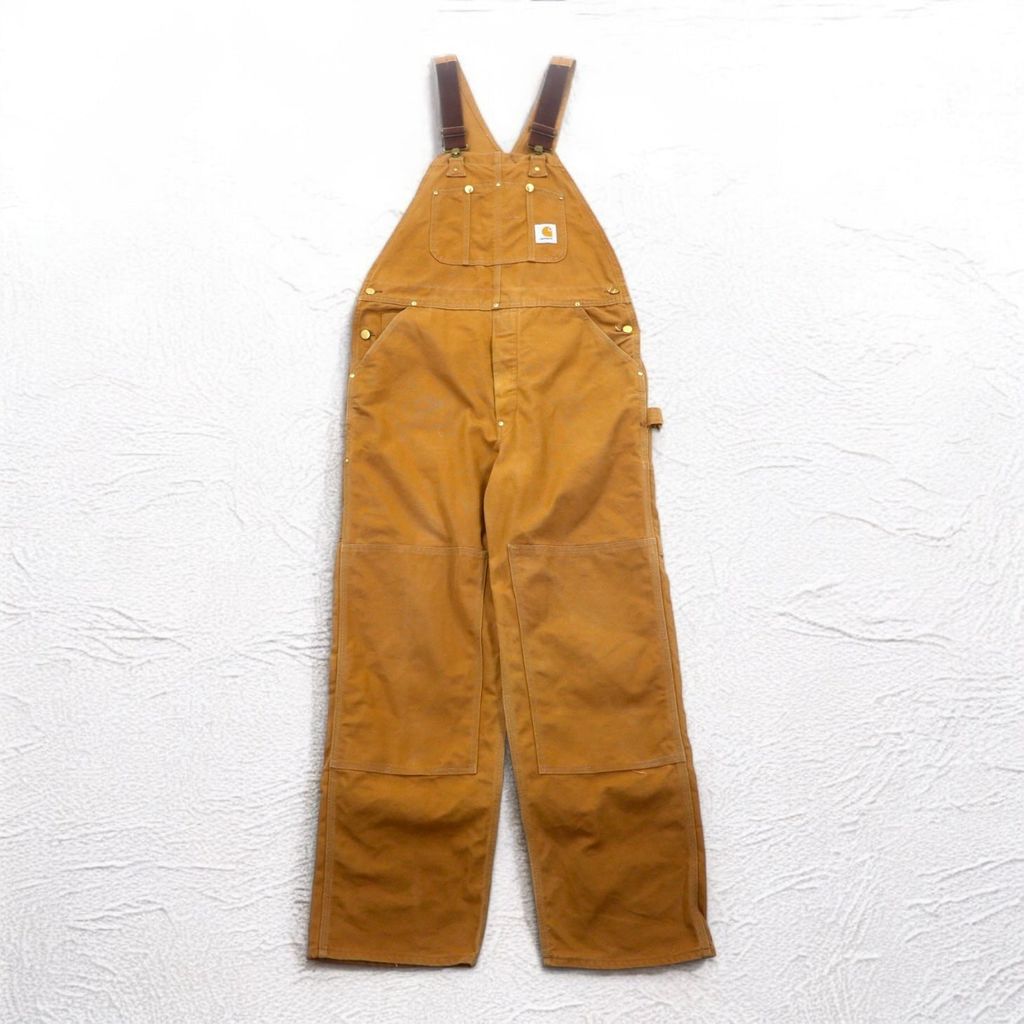 Carhartt ダブルニー ダック オーバーオール XXL ベージュ キャメル ブラウン コットン