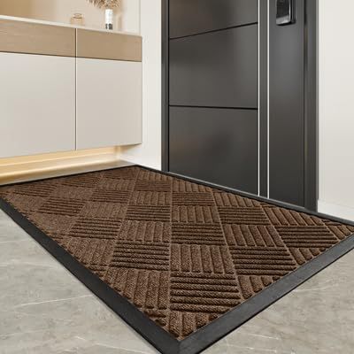 【送料無料 】 約45*75cm_ブラウン CHICHIC玄関マット 屋外 泥落とし 滑り止め 吸水 店舗用玄関マット 業務用 家庭用 約45&times;75㎝ ブラウン