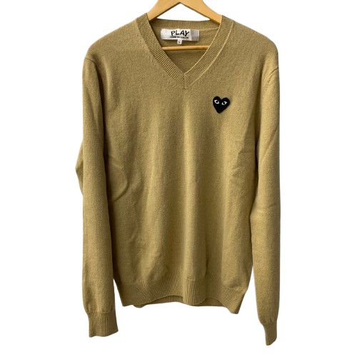 プレイコムデギャルソン PLAY COMME des GARCONS ウールニットセーター ハートワッペン AZ-N018 セーター ベージュ Lサイズ 201LT-408