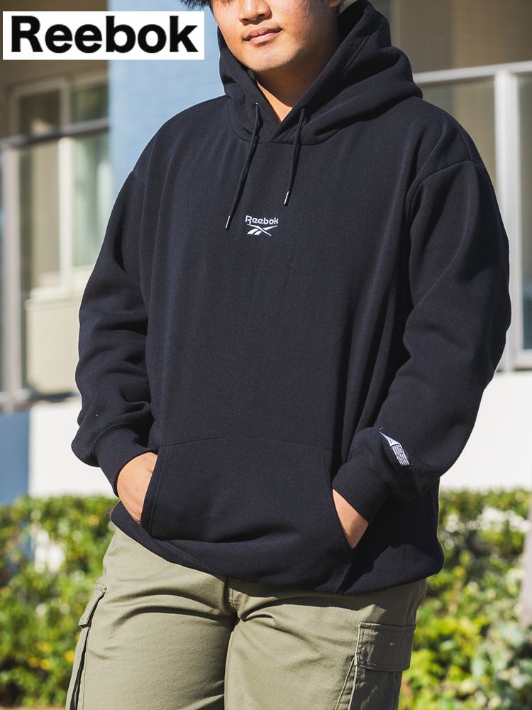 Reebok - リーボック スウェット セットアップ パーカー パンツ ロゴ 裏起毛 黒 M Reebok - リーボック スウェット セットアップ パーカー パンツ