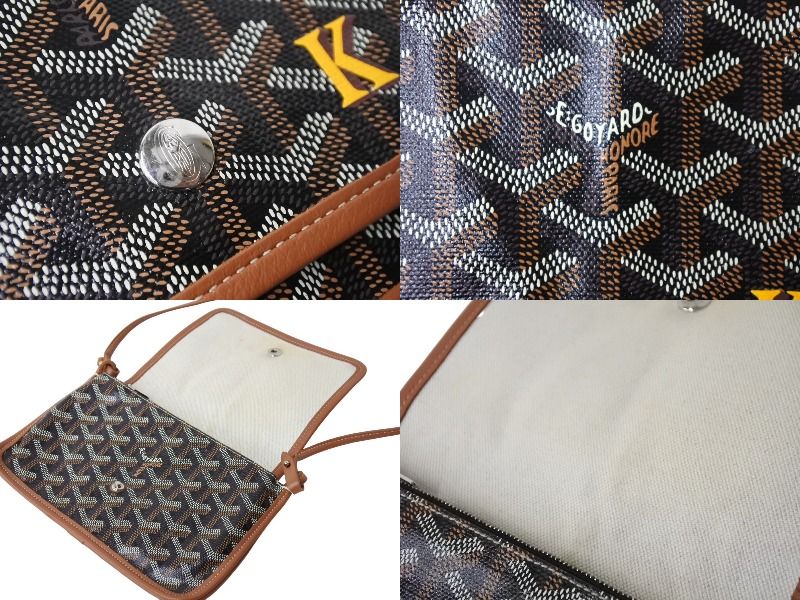 GOYARD ゴヤール プリュメ ポーチウォレット ショルダーバッグ PLUMETPMLTY01CL03P ブラック ブラウン シルバー金具 良品 中古 65075