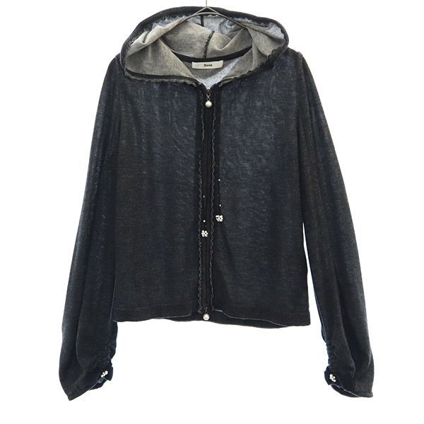 ルネ 長袖 ニット ジップパーカー 36 グレー Rene カーディガン ジャケット レディース 古着 中古 ルネ ニット ジップパーカー 36 グレー Rene カーディガン