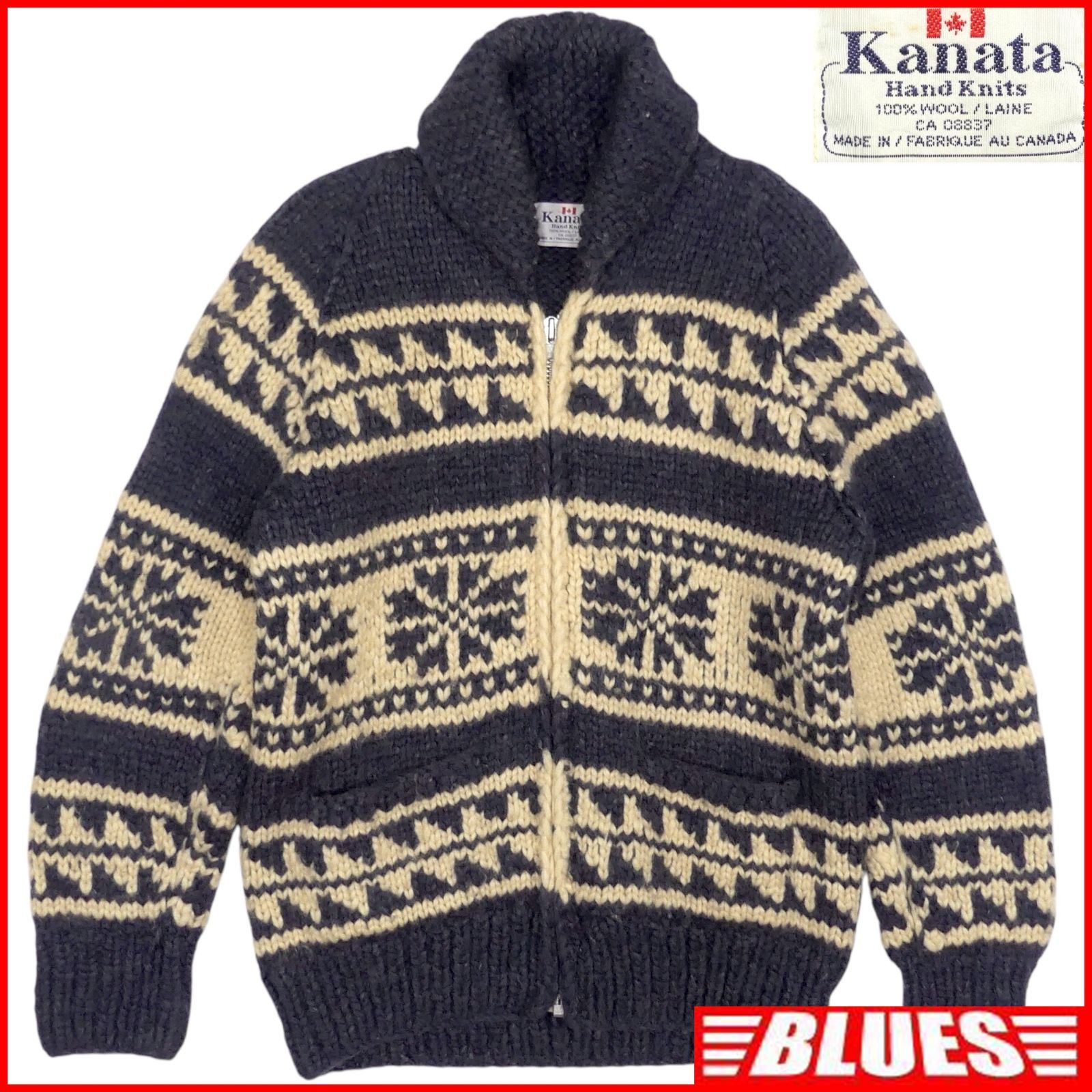KANATA カウチンセーター ジップアップ L相当ヴィンテージ KANATA カウチンセーター ジップアップ L相当ヴィンテージ