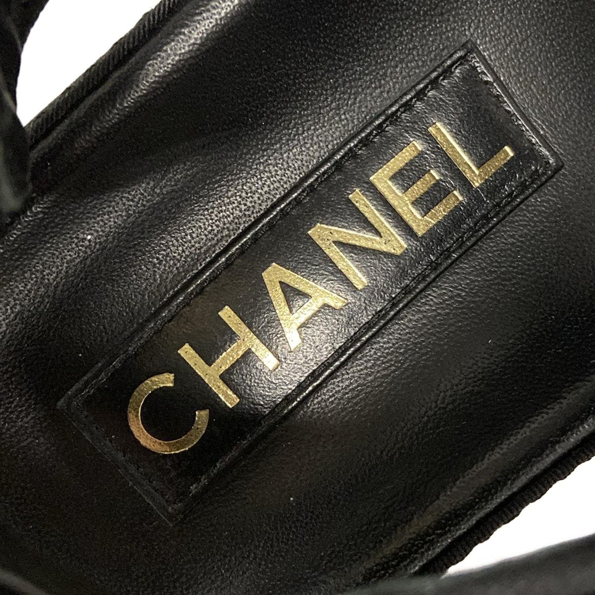 黒 ゴールド金具|ラインストーン|リボン|アウトソール張替済