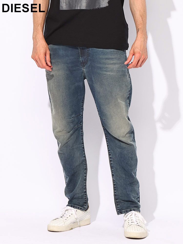 DIESEL (ディーゼル) ウォッシュ加工 ウエストコード ジョグジーンズ D-AMAGE JOGG DSA09730068DS メンズ (ブルー)