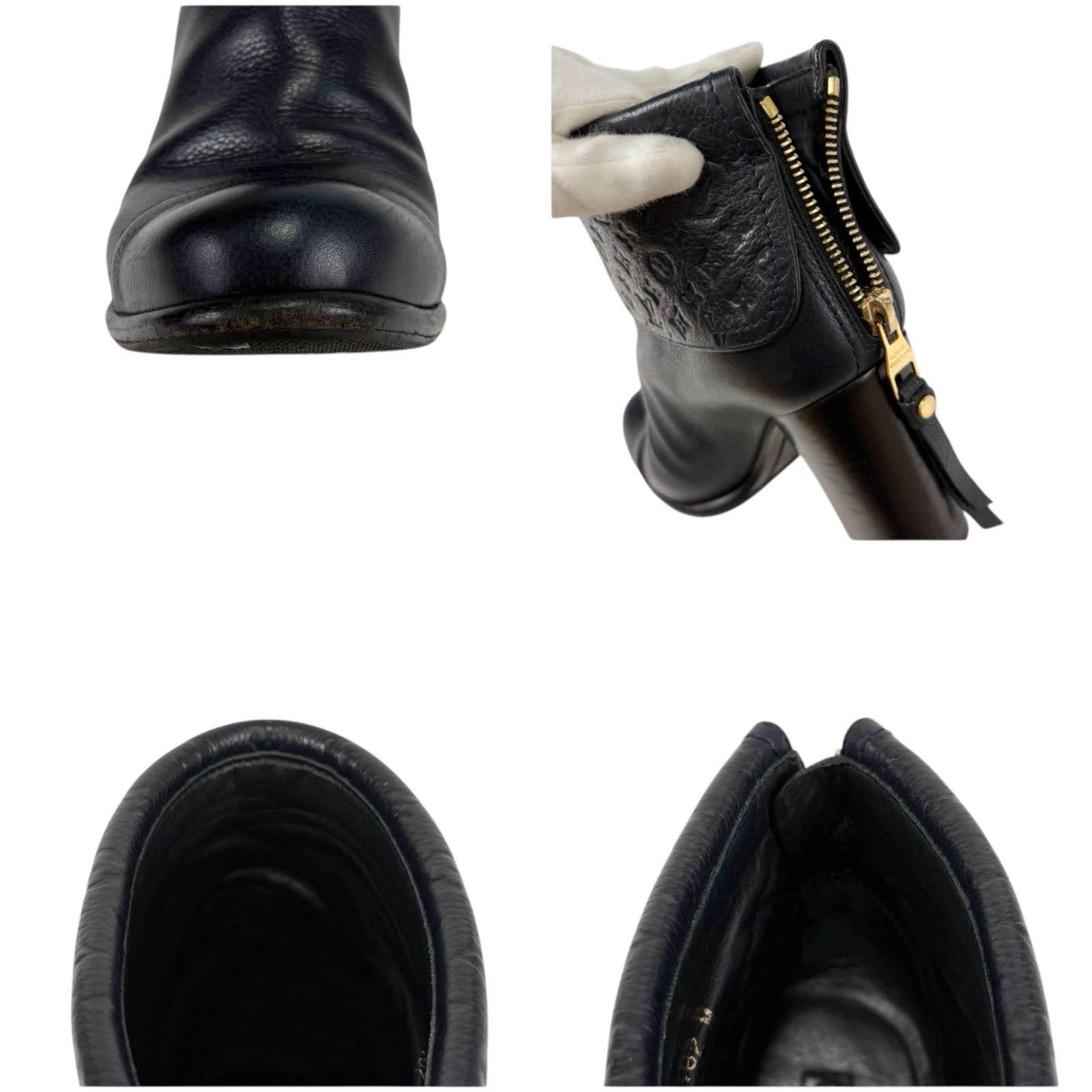 ルイヴィトン LOUIS VUITTON アンプラントレザー ショートブーツ ブーティ ブラック ダークネイビー ノワール レザー KIN-KAAI_COM