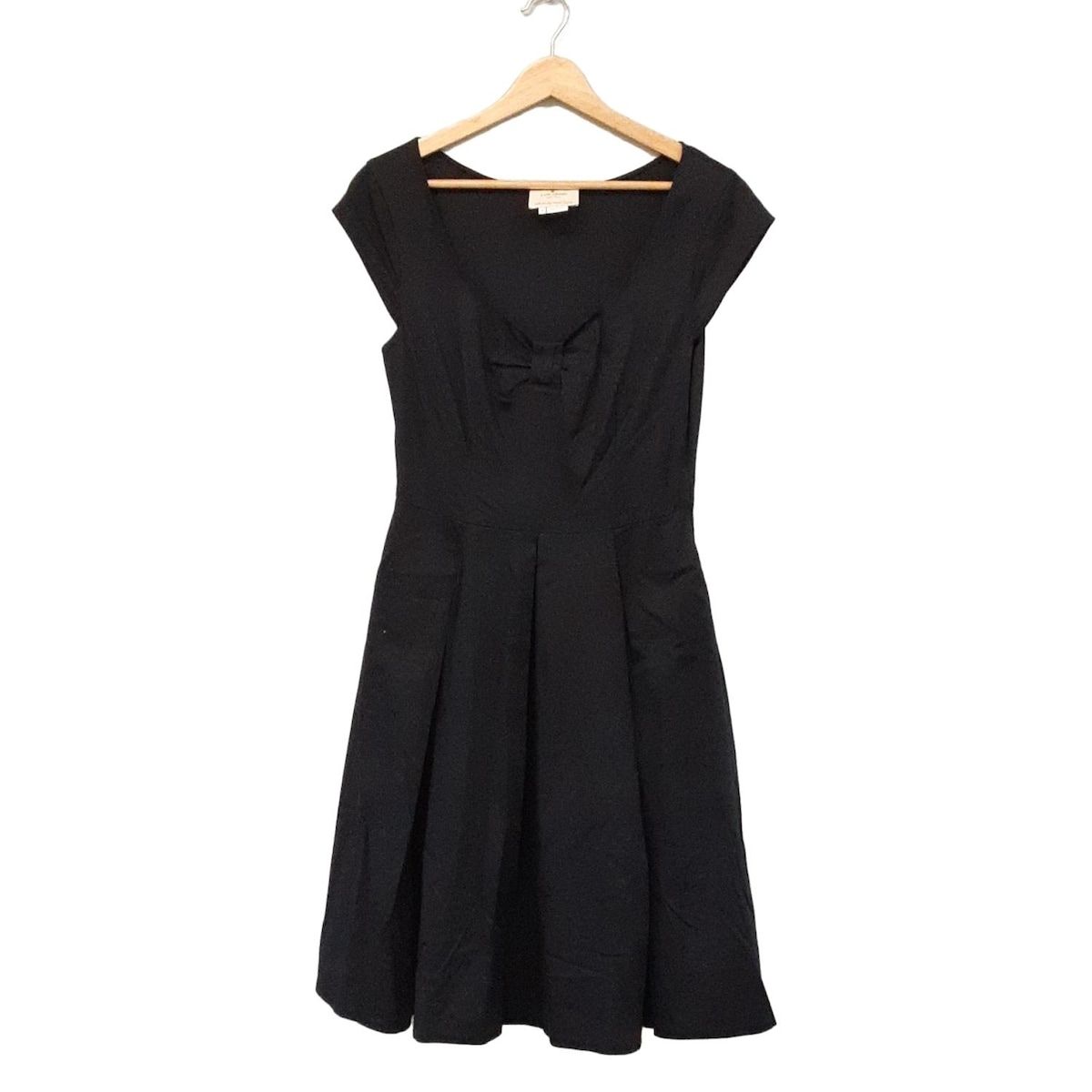 Kate spade ケイトスペード ワンピース サイズ4 S レディース - 黒 半袖 ひざ丈