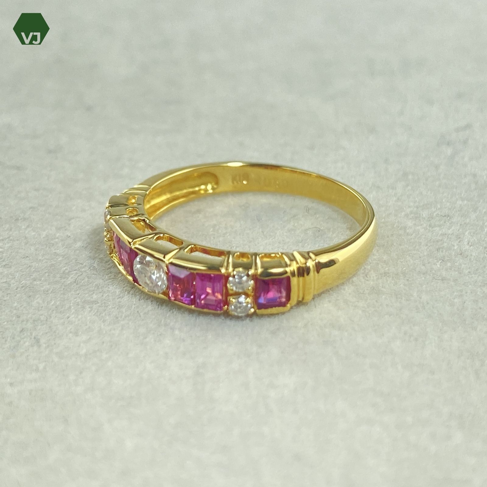 24-25】ルビー ダイヤモンド リング R0.5ct D0.17ct【中古】【K18YG 