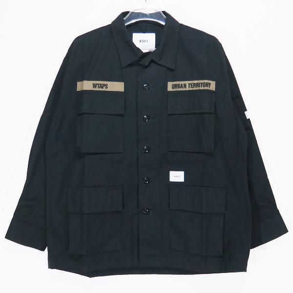 新品同様 WTAPS ダブルタップス 21SS JUNGLE 02/LS/COTTON.RIPSTOP 211WVDT-SHM03 SURVIAL CENTURY ジャングル ロングスリーブ シャツ コットン リップストップ ブラック 長袖 サイズ01(S)