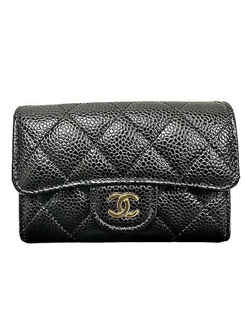 CHANEL シャネル カードケース ブラック キャビアスキン マトラッセ＿S29＿セルモアから ＿s-0107-r29