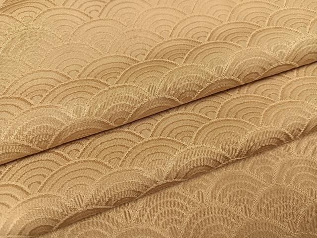 平和屋着物●上質な色無地 青海波地紋 枯色 正絹 AABC1760ph