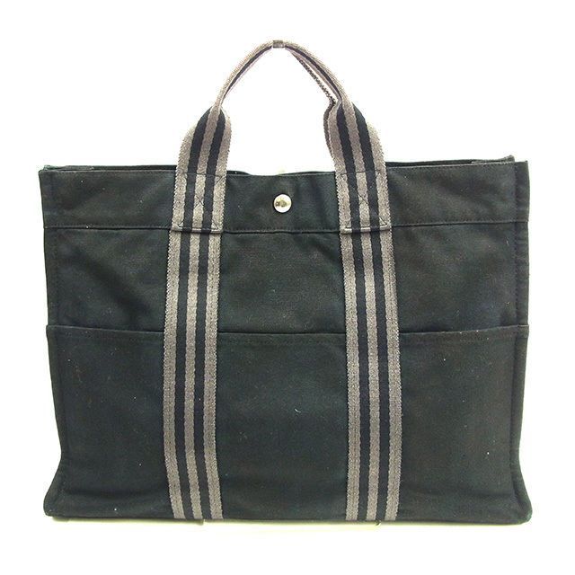 エルメス トートバッグ ハンドバッグ フールトゥトートＭＭ フールトゥ ブラック×グレー 綿100% HERMES  T15917S 