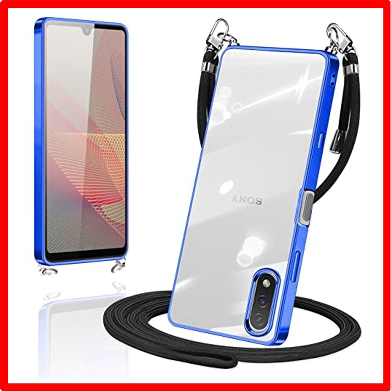 【匿名配送】 Sony?Xperia?Ace?II_ブルー Xperia Ace II ケース ショルダー クリア TPU カバー Ace2 SO-41B スマ