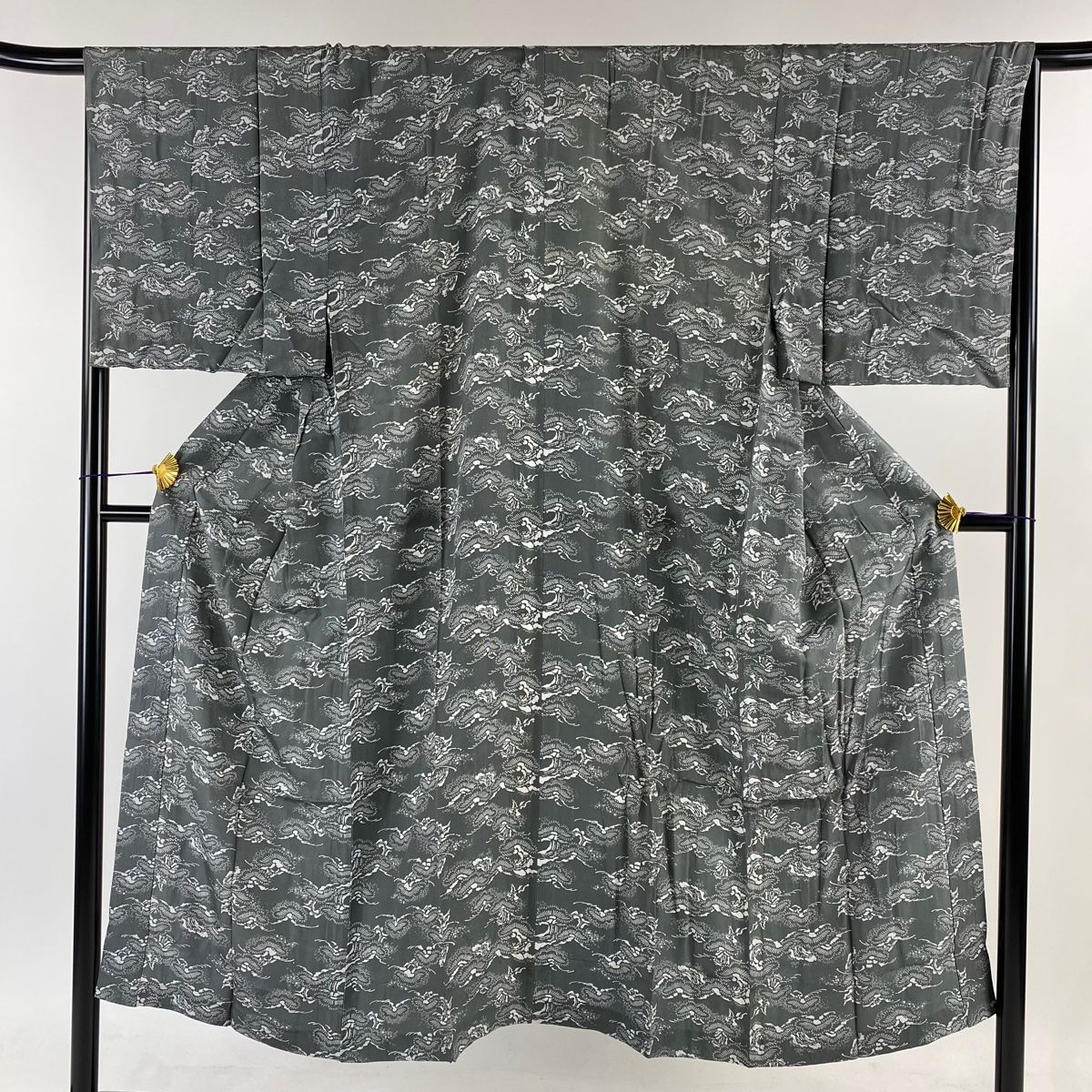 男性襦袢 身丈144cm 裄丈67cm L 笠松 灰色 正絹 秀品