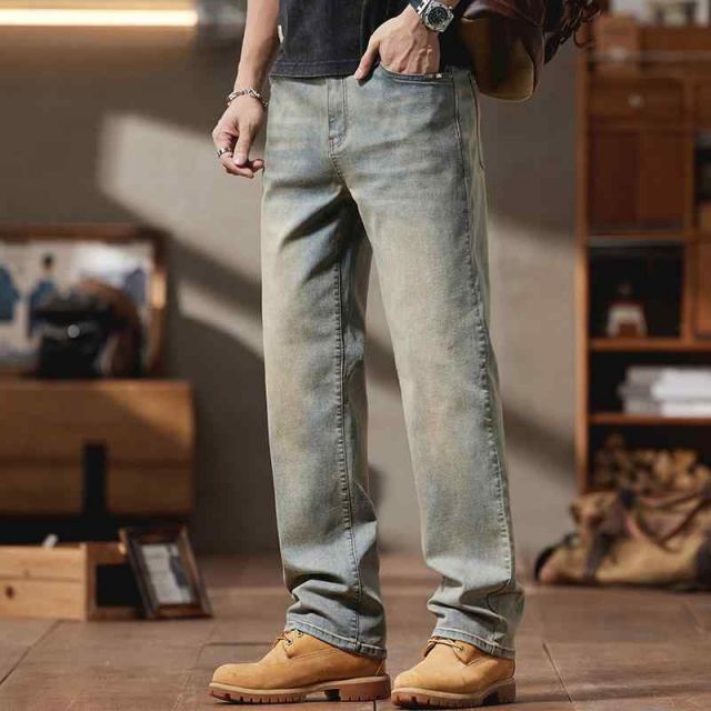 メンズ ファッション 服 男性用 オシャレ シンプル 大人 かっこいい ストリート アメリカン レトロ ジーンズ 春 ストレート パンツ
