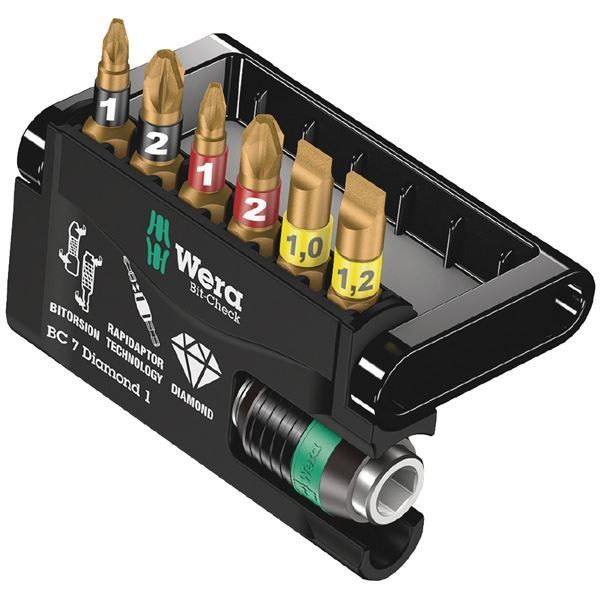 WERA ヴェラ 7本組 BiTorsion ダイヤモンドコーティング ドライバービット ホルダーセット ケース付 073419 工具 ツール DIY