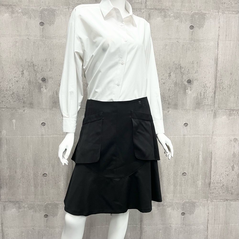 【大きいサイズ40】ヴィンテージ　シャネル　フリル　フレア　ココマーク　スカート