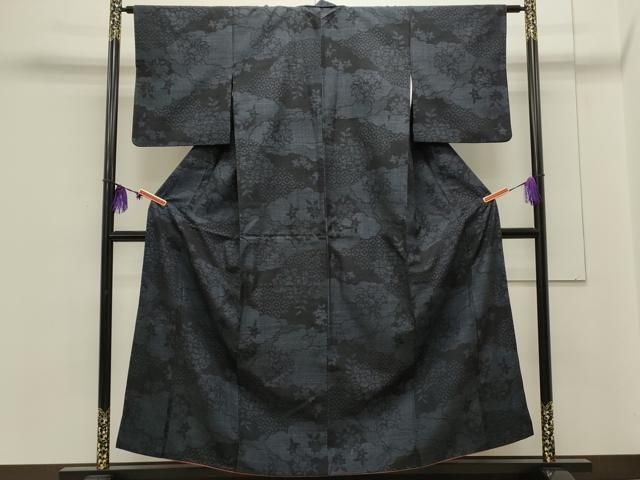 平和屋着物○結城紬 80亀甲 雲重ね吉祥花文 正絹 逸品 CAAS0249th