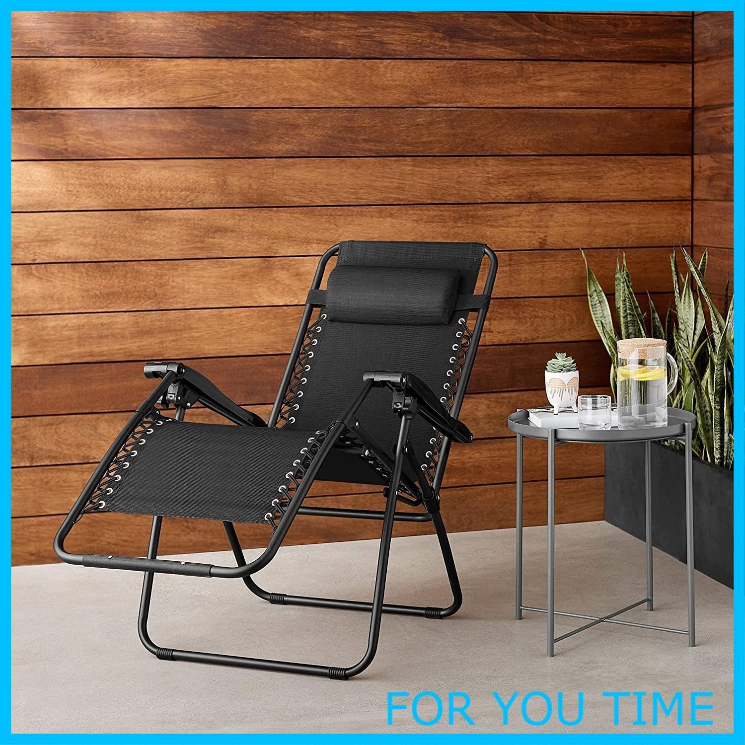ベーシック 椅子 キャンプ アウトドア 折りたたみ ゼログラビティーチェア 66 幅 x 104-165 奥行 76-110 cm 高さ ブラック