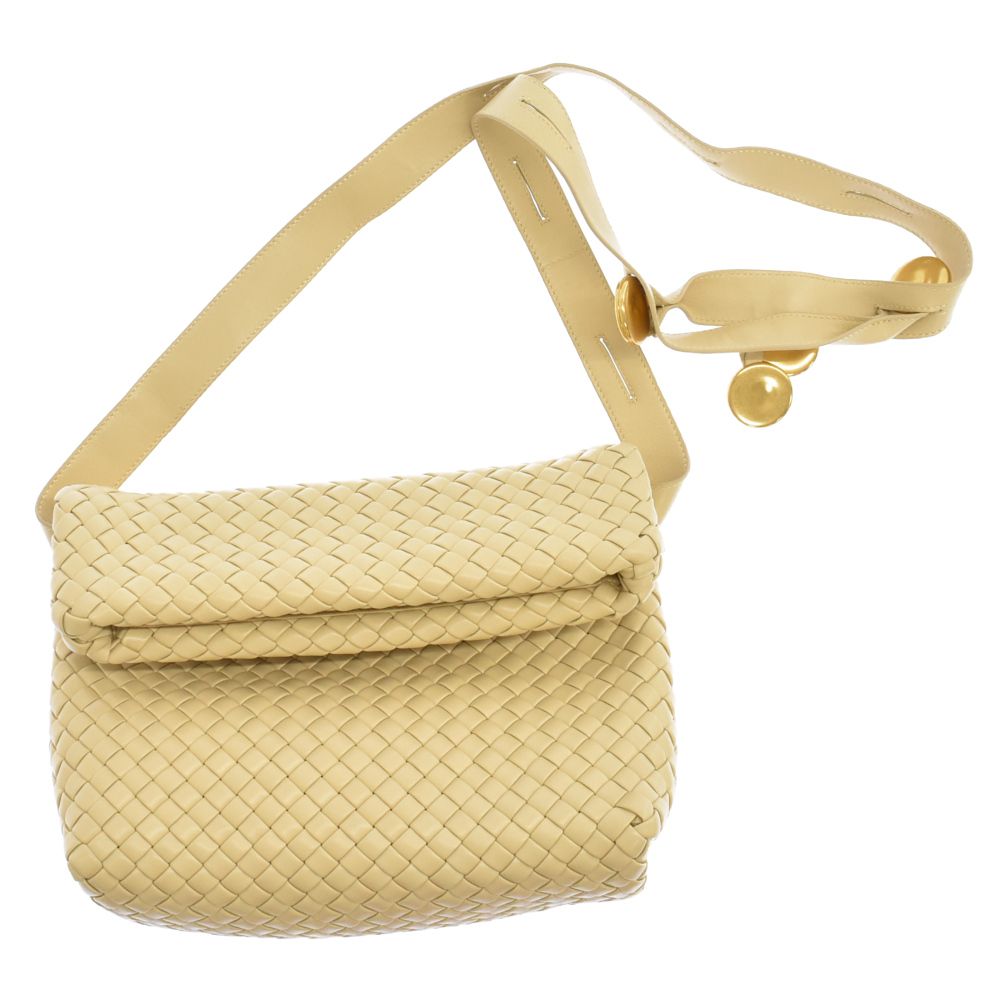 BOTTEGA VENETA ボッテガヴェネタ 21AW Fold Almond 640730 フォールド ショルダーバッグ アーモンド イントレチャート レザー