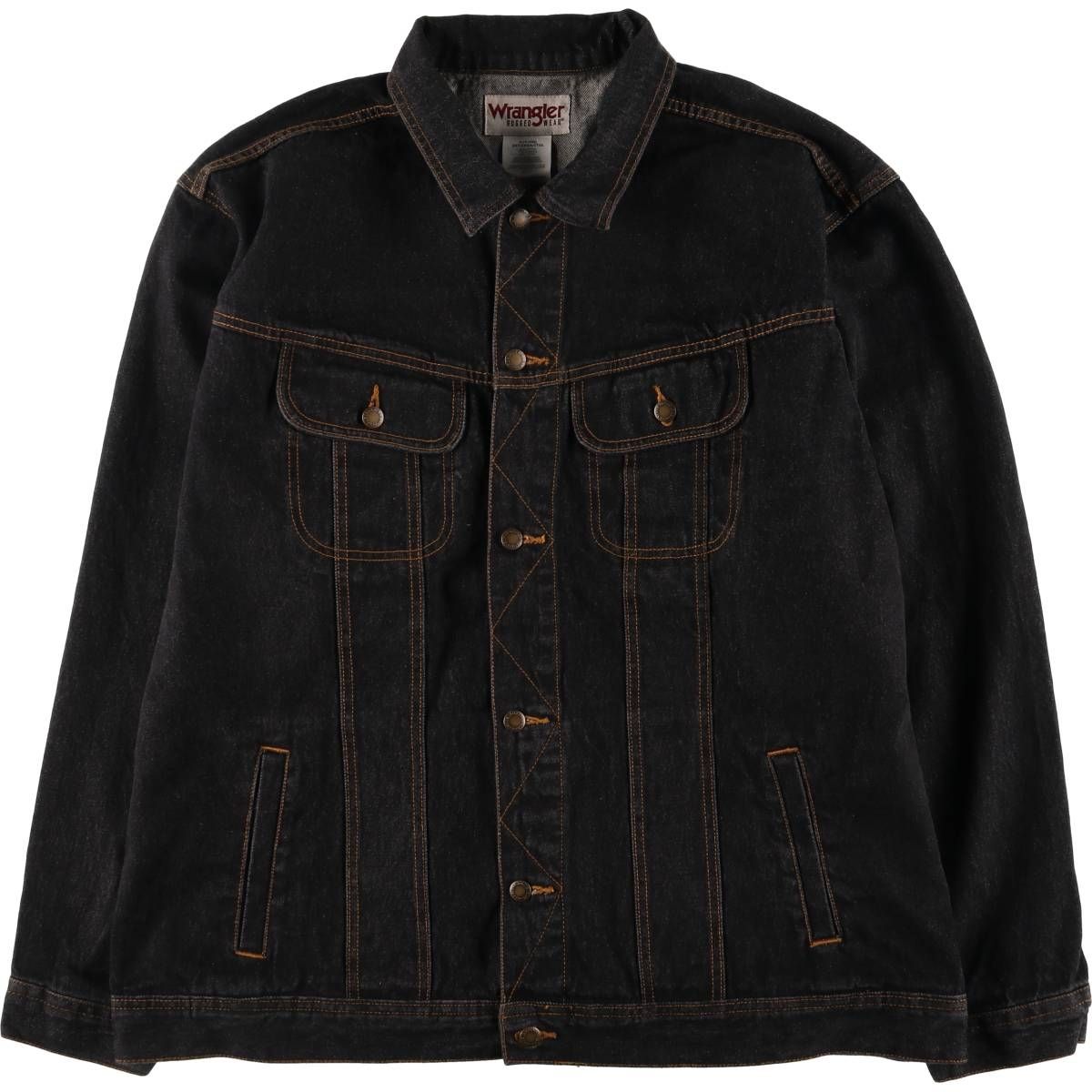 古着 ラングラー Wrangler RUGGED WEAR ブラック デニムジャケット G 