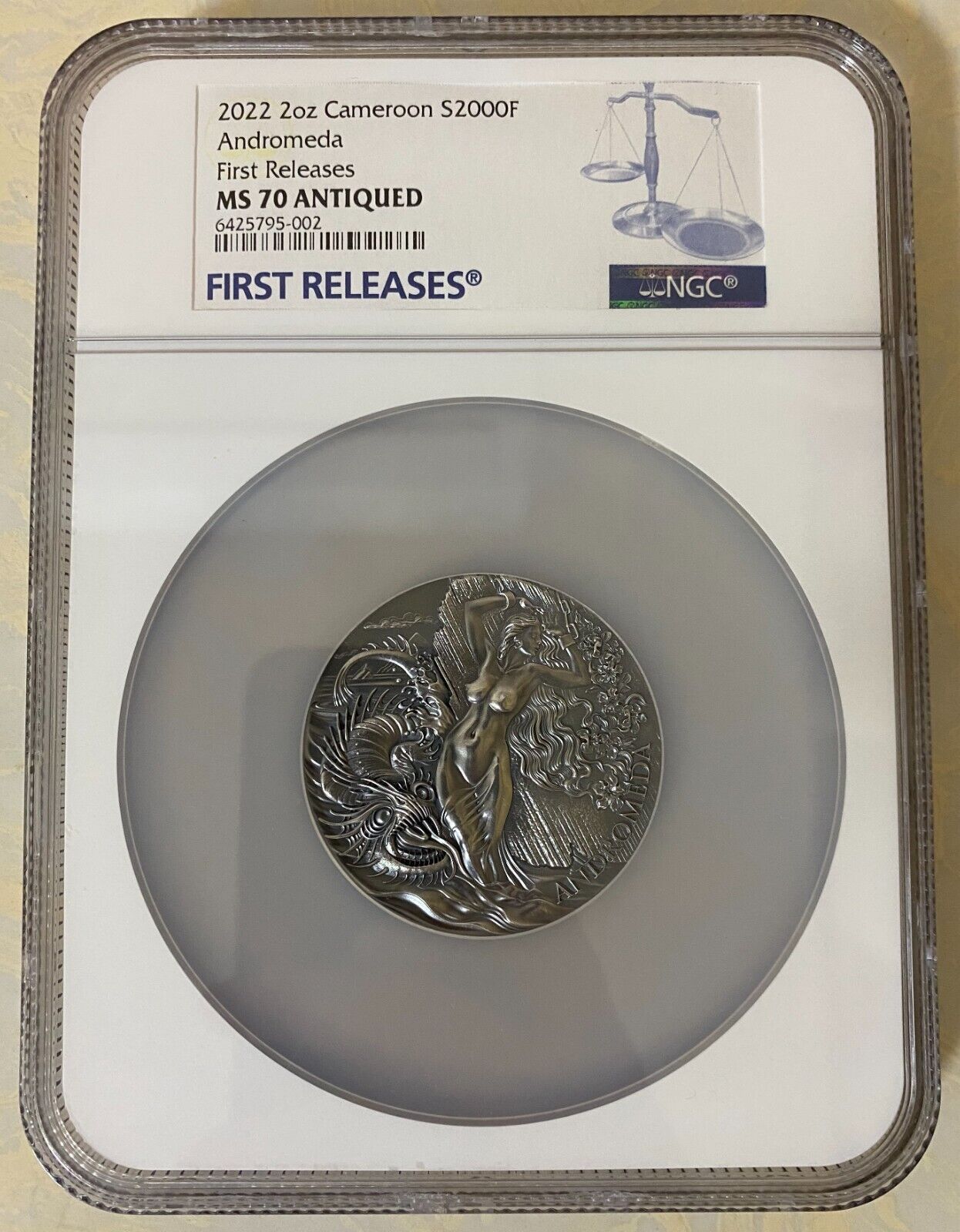 NGC MS70 ANDROMEDA SEA MONSTER Celestial Beauty 2Oz Silver Coin Cameroon 2025