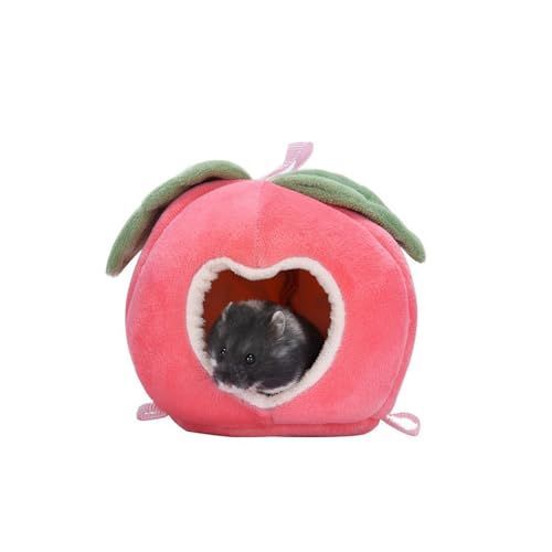 ピンク ハムスター ハウス ハンモック 家 小動物用 寝袋 ペットベッド かわいい 桃型 隠れ家 ハムスター 遊び場 防寒 秋冬 保温対策 ふわふわ つり下げ 洗える ハムスター インコ 鳥 寝床 寝