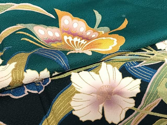 平和屋着物○訪問着 花蝶文 暈し染め 金彩 正絹 逸品 AAAZ7383zg