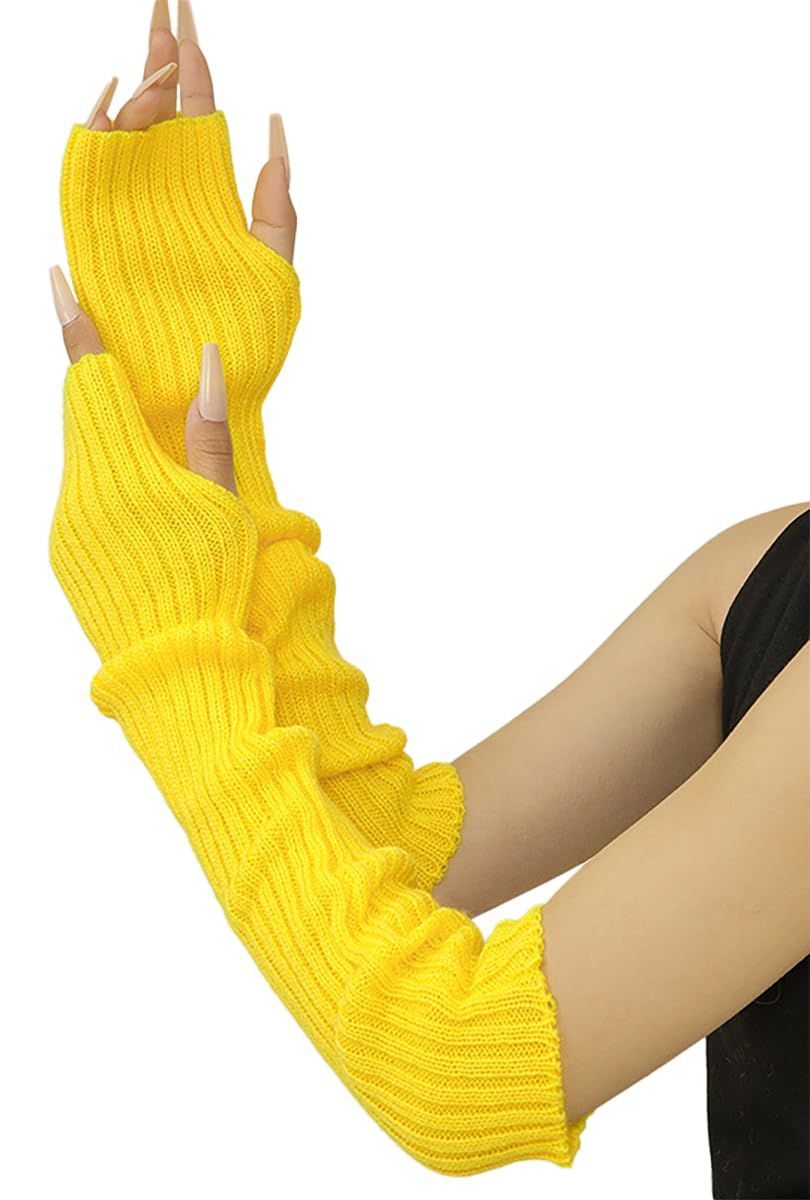 おしゃれ リストウォーマーカバー ニット 無地 日焼け止め 防寒 指掛けタイプ y2k ロング 秋冬 アームカバー アームウォーマー 地雷系 Ekieta