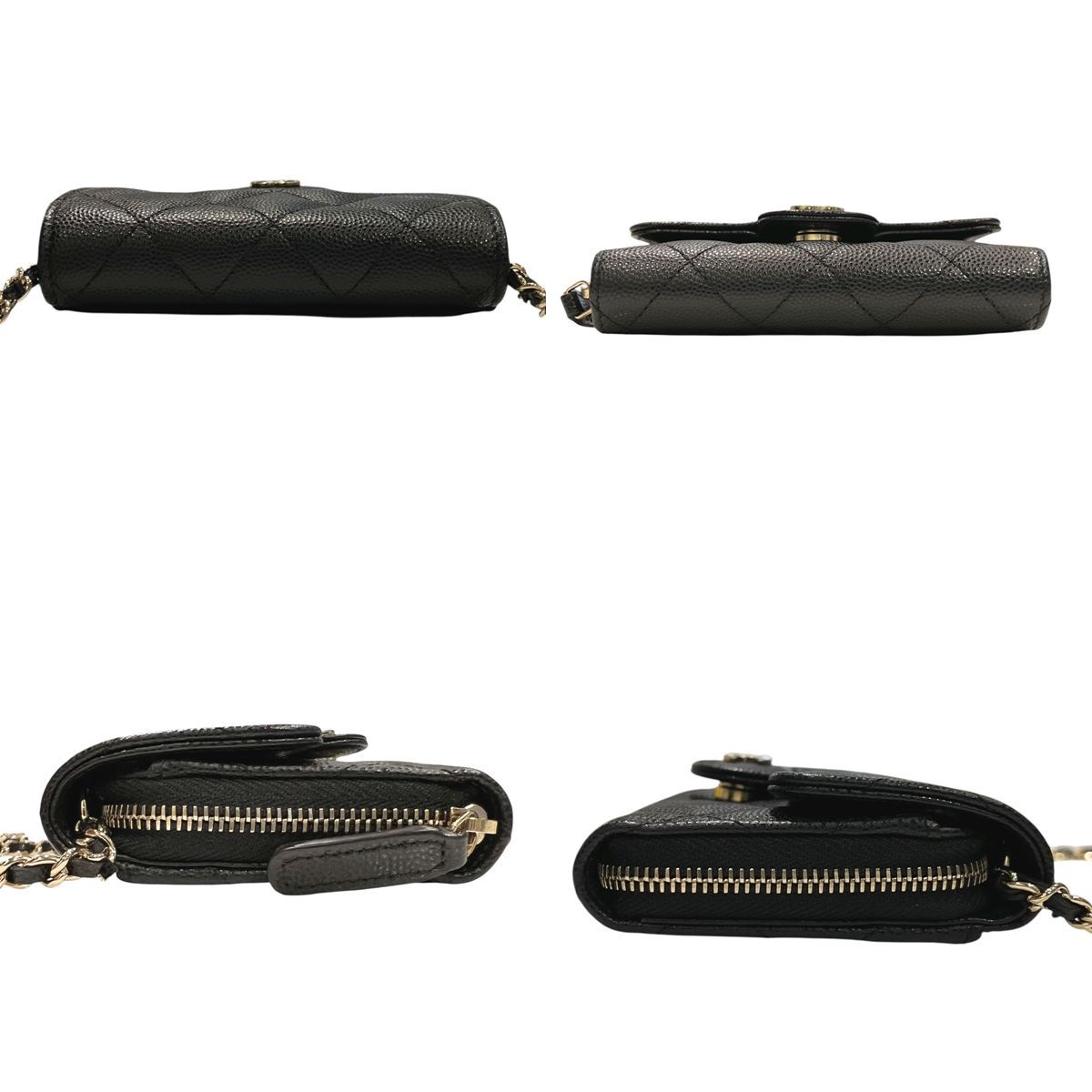 CHANEL シャネル ショルダーバッグAP2569 マトラッセ ミニチェーン ウォレット 31番台 ココマーク キャビアスキン ファスナー ジップ ブラック 25004019 SA DECORATOM_COM_BR